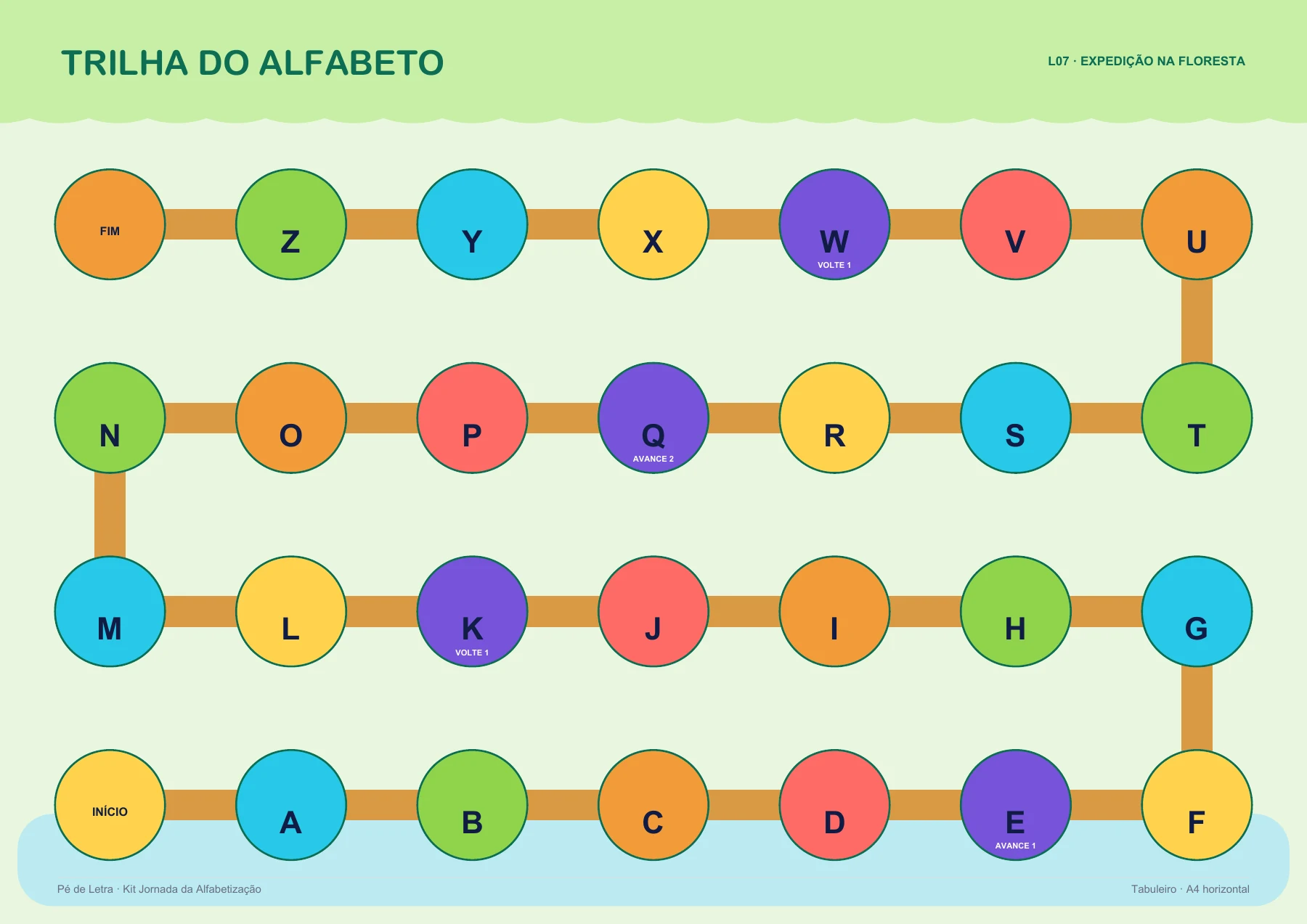 Trilha do Alfabeto para imprimir